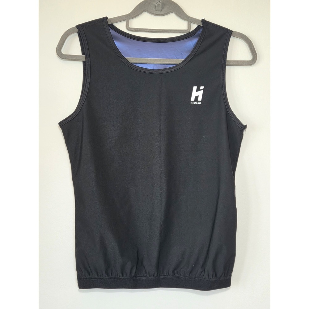 Men's Sauna Heat Tank L/XL Shirt Sweat Shaper Vest Weight Loss Top Black Workout